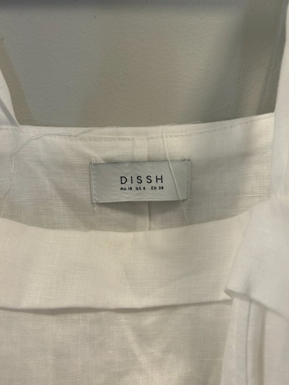 Dissh Aisle Pearl Bow Linen Mini Short Tie Sleeveless Dress White Size 6 - Picture 2 of 7
